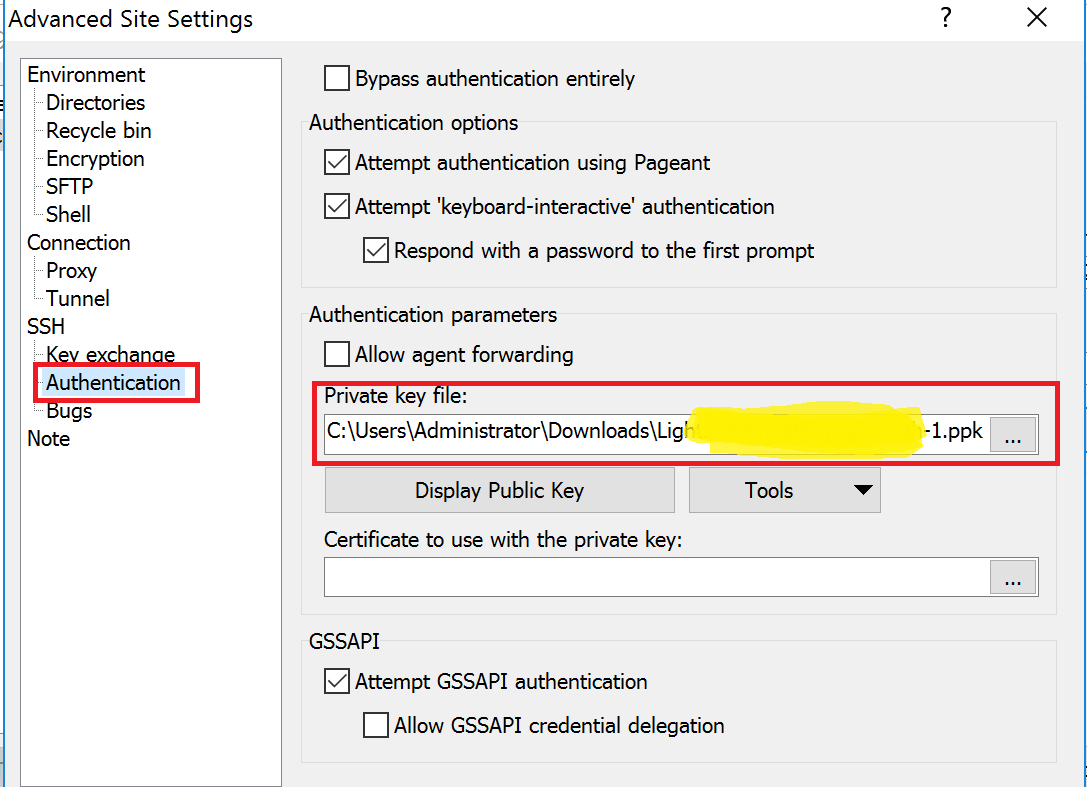 Settings to connect from Winscp zip version 